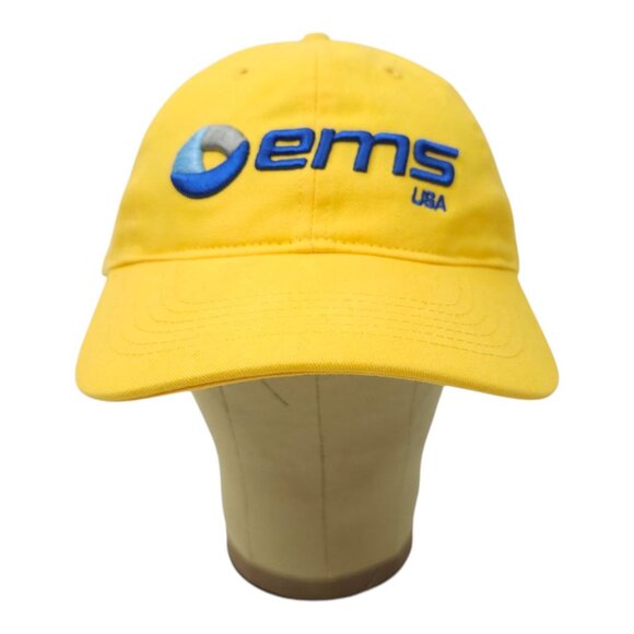 EMS USA Brushed Chino Twill Strapback Embroidered Logo Cap Trucker Baseball Hat - Picture 9 of 13